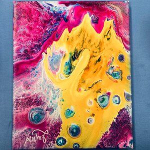 LIMITED EDITION - RARE - "Blueberry Smoothie" Acrylic Pouring Painting on Canvas